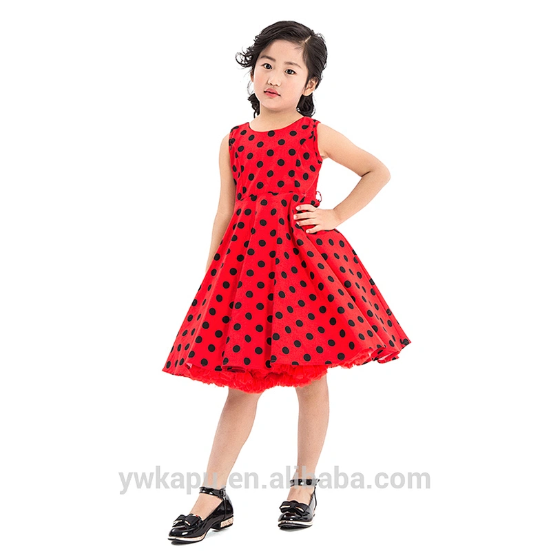 1950s Vintage Fashion children Rockabilly Dresses black and white polka dot girl christening gowns