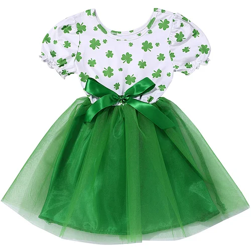 Popular wholesale short sleeve St.Patricks Day boutique girl dresses