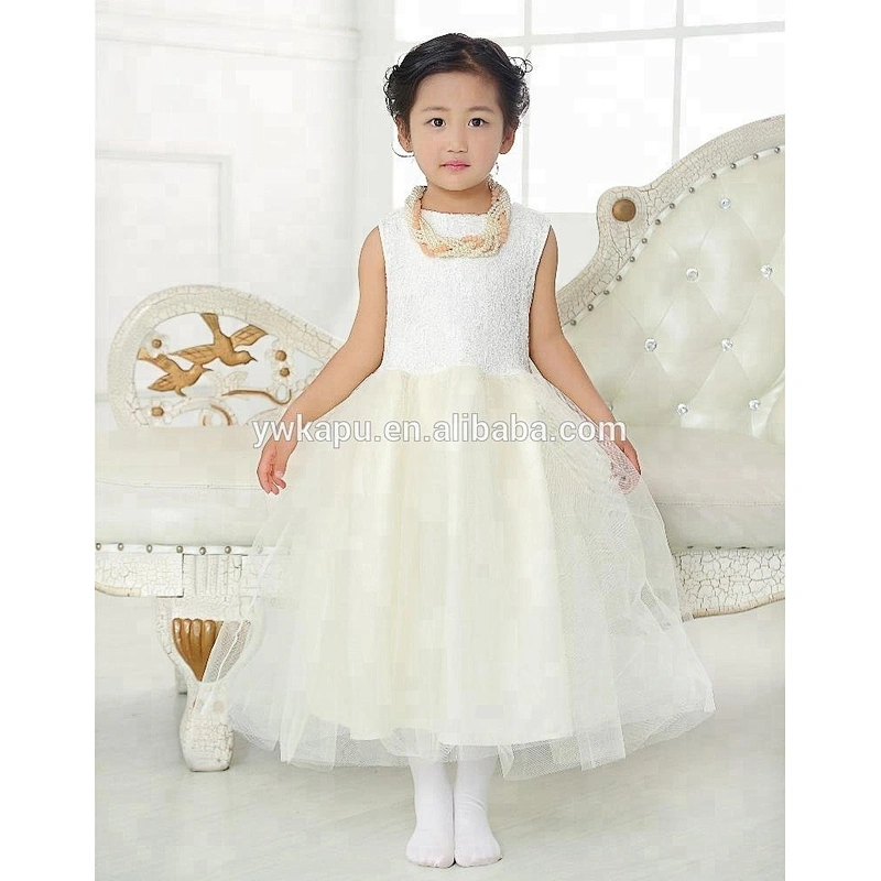 Latest design white girls' princess summer wear kids boutique flower girl lace dress for wedding