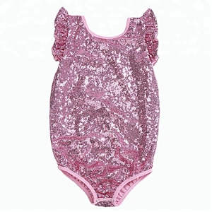 Flutter Sleeves Kids Jumpsuit High Quality Toddler Clothes Baby Girl Cotton Soft Sequin Romper