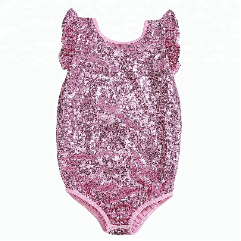 Flutter Sleeves Kids Jumpsuit High Quality Toddler Clothes Baby Girl Cotton Soft Sequin Romper