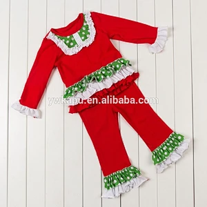 Wholesale bulk kids clothing sets toddler cotton Christmas pajamas boutique ruffle outfits