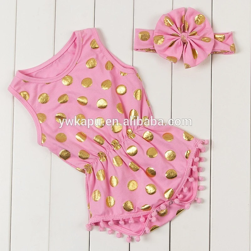 High quality summer baby romper climbing clothes cotton baby onesie newborn baby pompom jumpsuit