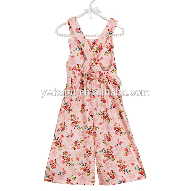 Wholesale factory cute little girl spring high quality suspenders floral overall pants