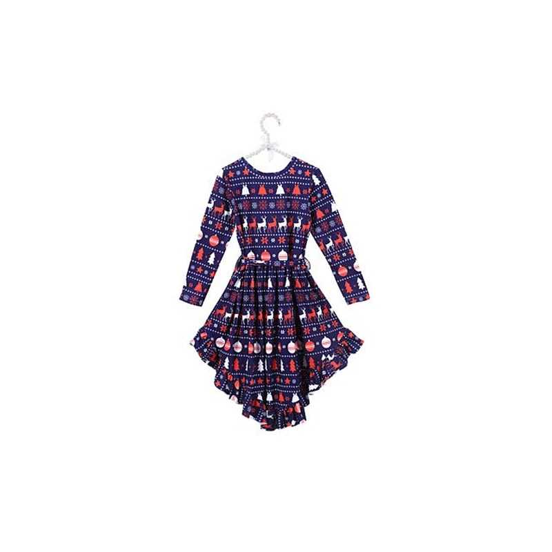 Wholesale Top Quality Girls Christmas Ruffle High-low Dress