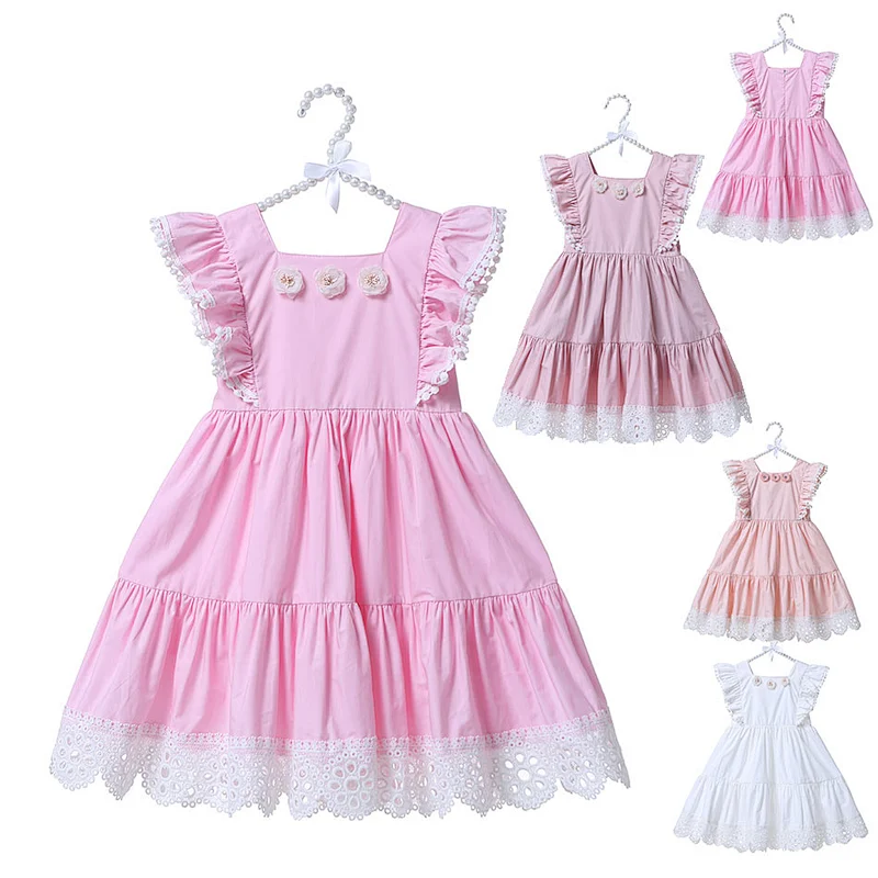 Manufacturer Direct Selling Kids Baby Girls Soft Cotton Dress Flower Girls Dress