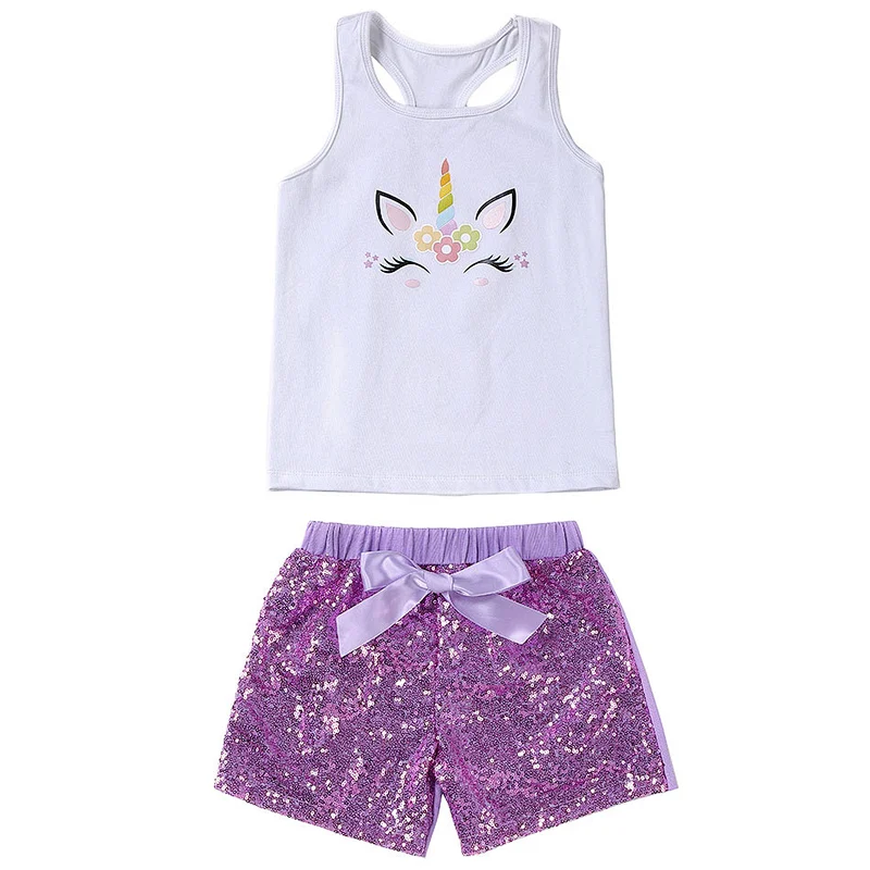Easter day design baby girls outfits newborn baby girl 2 pcs summer clothes set with sequin shorts