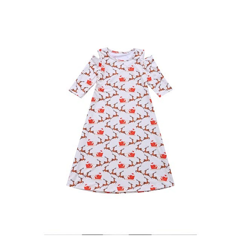 Hot selling beautiful girl boutique printing animal knee length dress