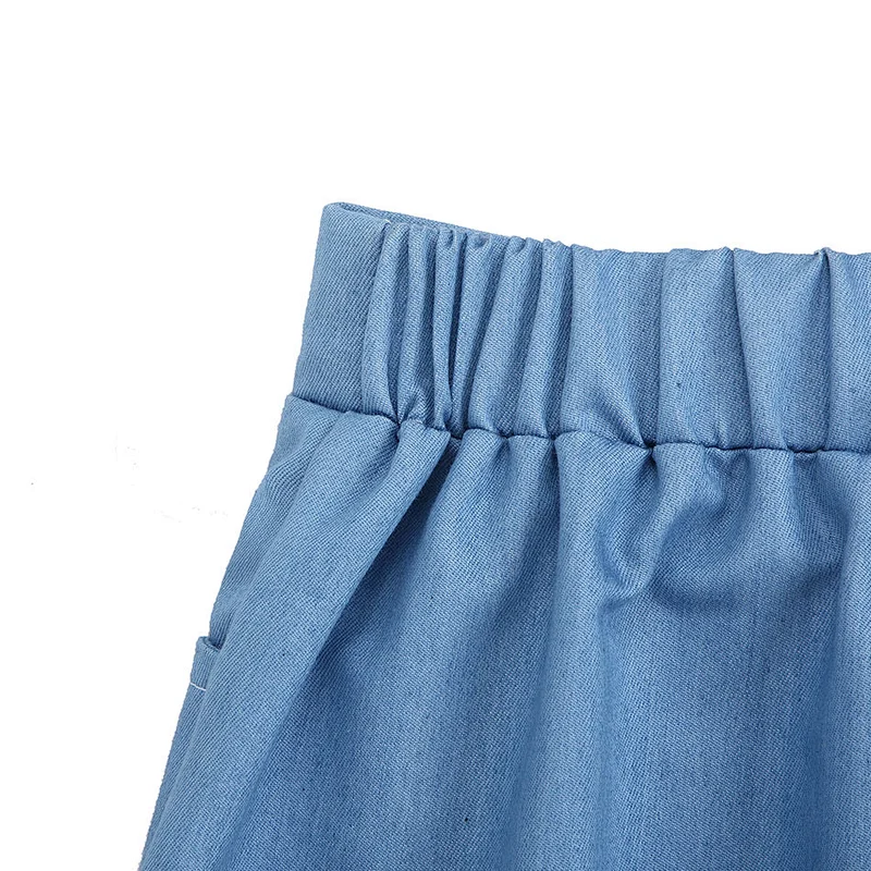 2019 Piglet Tail Design Skirt  Kid  Bow Skirt  With Pocket Baby Girl Denim  Skirts