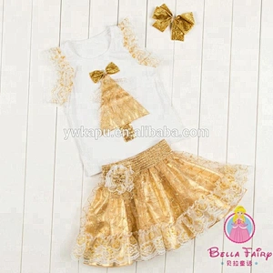 Wholesale New style ChristmasTree Girl Dress Girls Christmas Outfits Cotton Top And Sequin Skirt