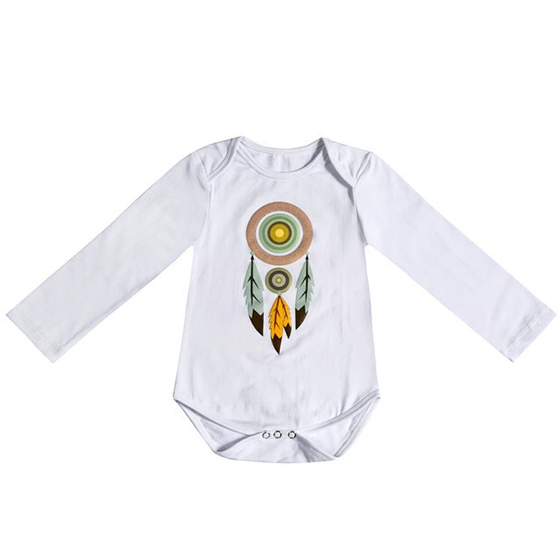 Cartoon letters loving heart white long sleeve cotton baby romper