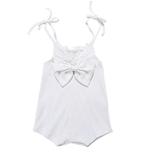 Infant and Toddler pretty knitted romper cute baby girls ribbon romper