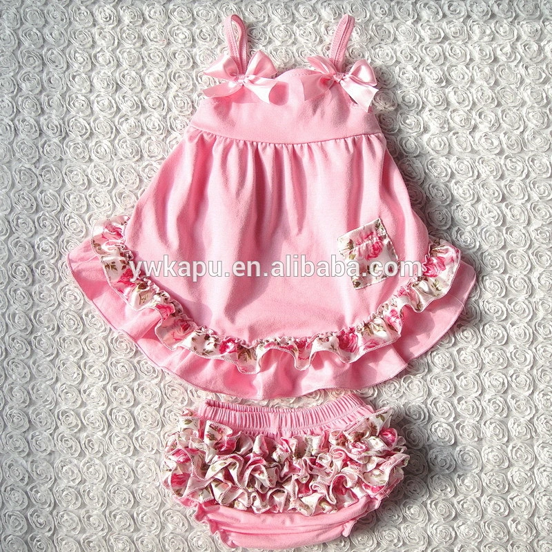 2016 hot sale summer baby girl cotton swing top&bloomer set