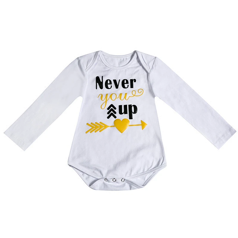 Cartoon letters loving heart white long sleeve cotton baby romper