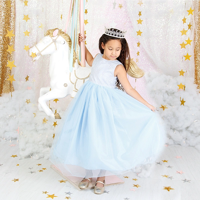 Manufacturer wholesale kids clothes fancy flower girl sleeveless dress