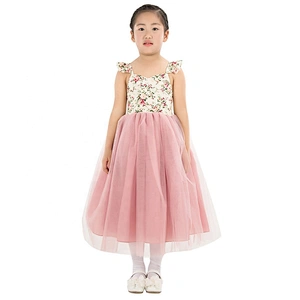 Pretty Flower Girl Dress Kids Girls Sleeveless Birthday Party Dress