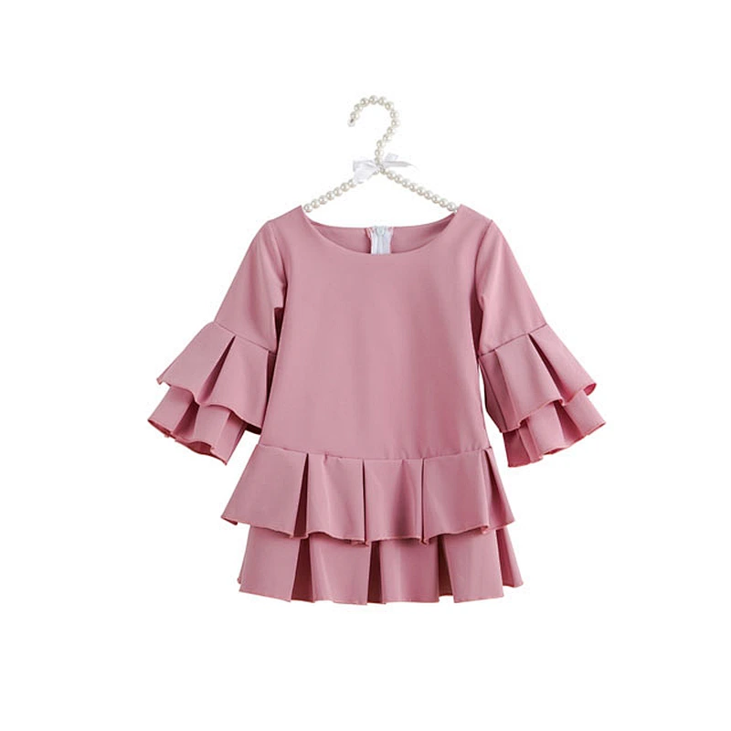 Latest Designs Lovely Baby Girls Printing Long Sleeve Dress Girls Clothing Wholesale Girl Dress One Piece