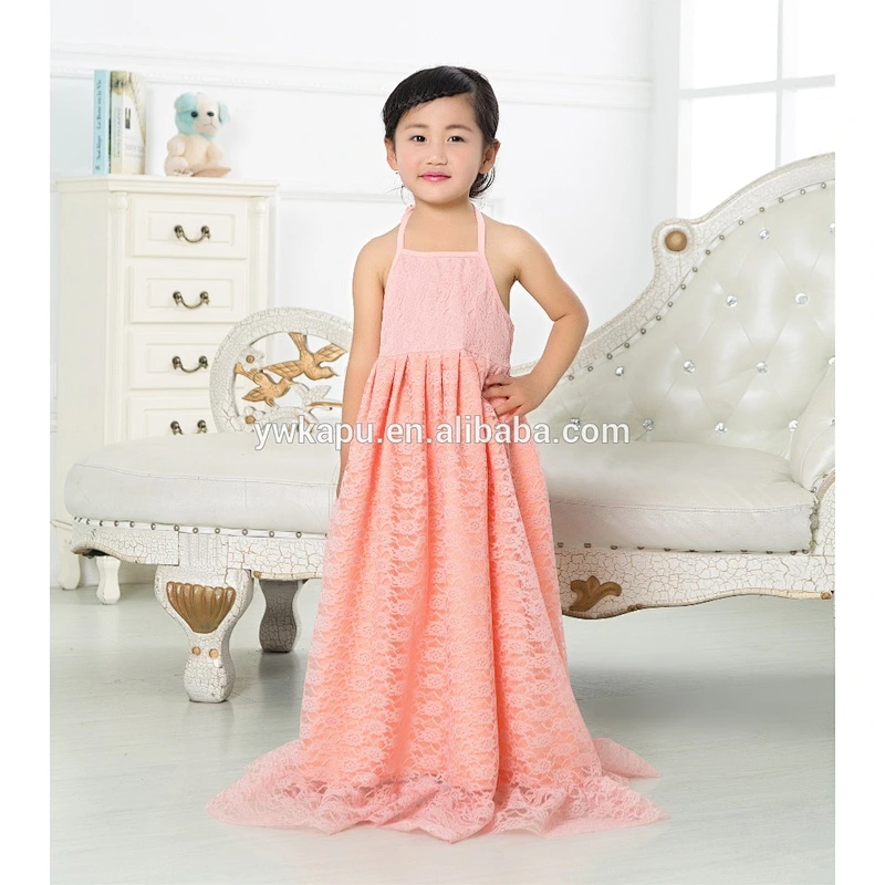 Wonderful selling elegant and generous children girl wedding party princess lace mopping long dresses