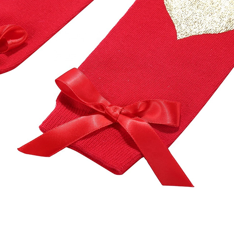 Wholesale Baby Girls Hosiery Gold Print Heart Pattern Knitted Leg Warmers