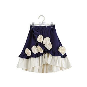 Baby girl's winter beautiful small flowers embroidered  ruffle multi layers skirt