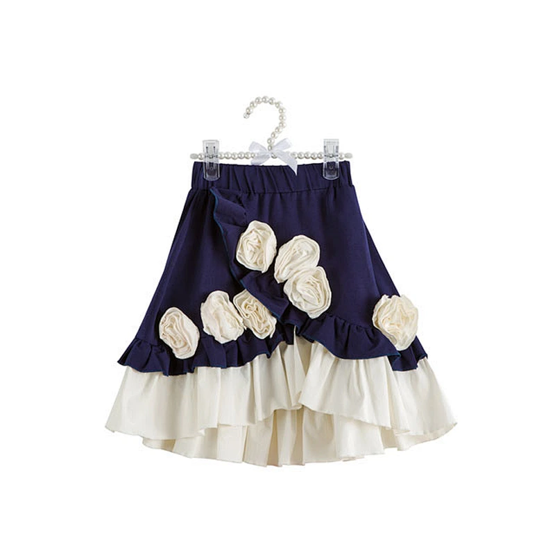 Baby girl's winter beautiful small flowers embroidered  ruffle multi layers skirt