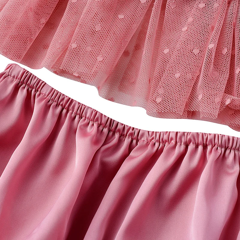 Boutique cute pink little baby girl long ruffle flower clothing  pearl tunic clothing set