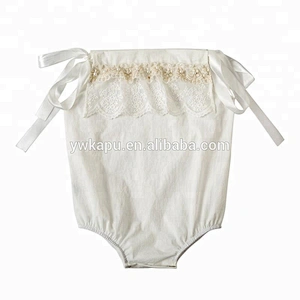 2018 Ribbon Off Shoulder Playsuit Baby Boutique Clothing Lace Onesie