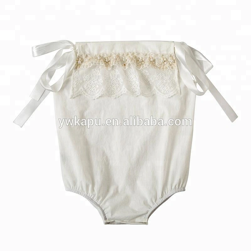 2018 Ribbon Off Shoulder Playsuit Baby Boutique Clothing Lace Onesie