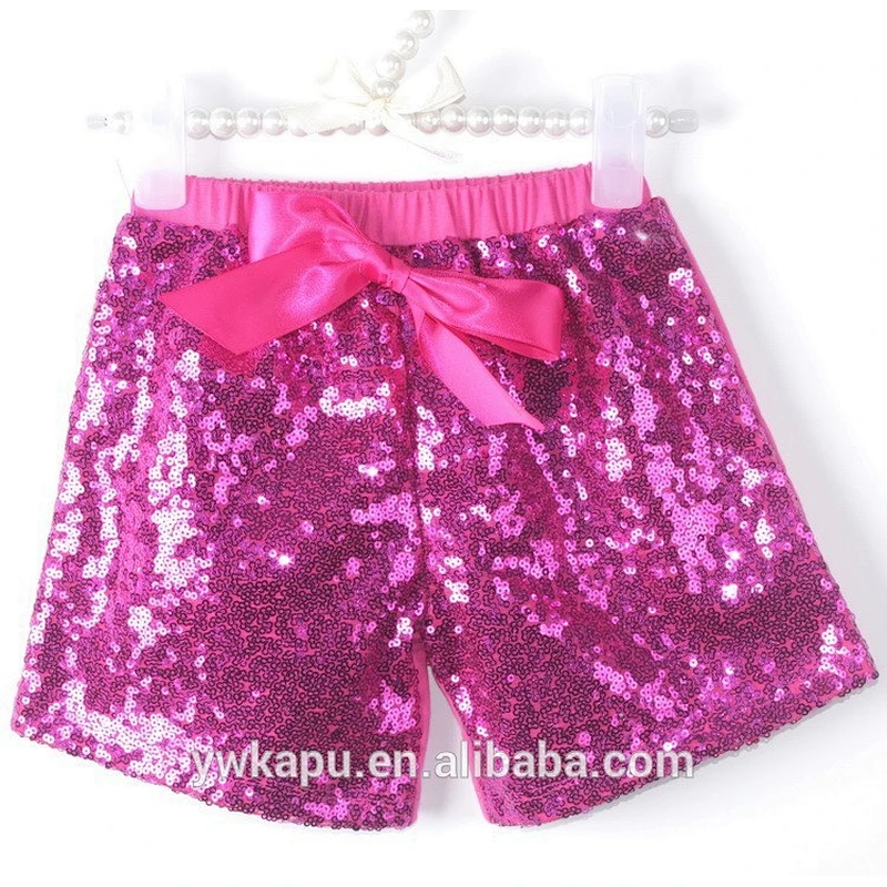 Fashion New Design Baby Girl Multi color Sparkling Newborn Sequin Short With Ribbon Bow
