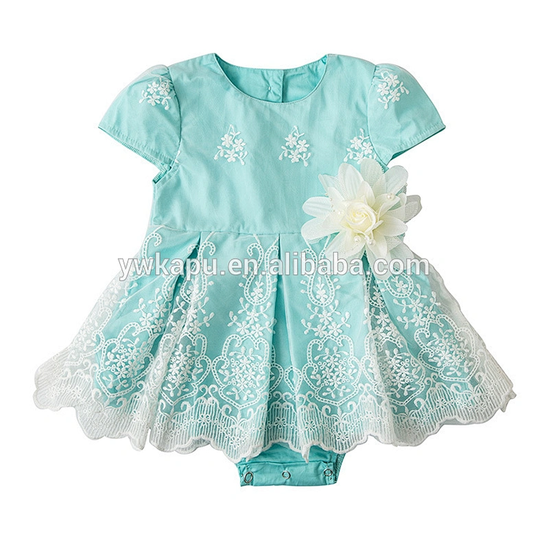 Spring Fairy Kids Clothing short Sleeve Design Newborn Infant Baby Girl Onesie Floral lace Dress Romper