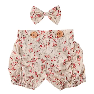 Unique kids clothes children boutique clothing 2 piece girl shorts with bow