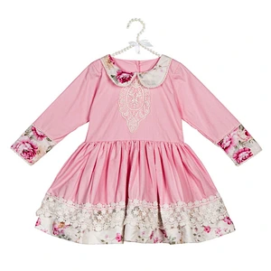 Factory prices knee length flower baby girls evening dresses color mixing