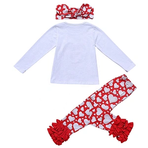 Wholesale Kids Girls Sweet Heart Print Spring Outfits 3 Piece Sets for Kids Girls