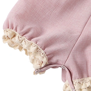 Infant and Toddler Sleeveless Lace Rompers with Hand Made Flowers Decoration