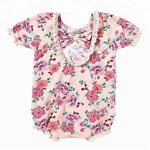 2018 Vintage Floral Baby Clothes Romper Baby Girl Summer Romper With Bow Decoration