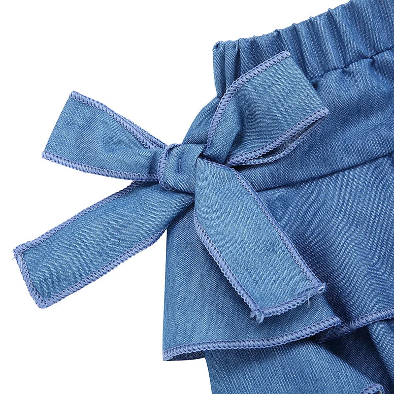 2019 New Design Kid Cotton Shorts Baby Bow Denim Shorts For Girl 3M-5T