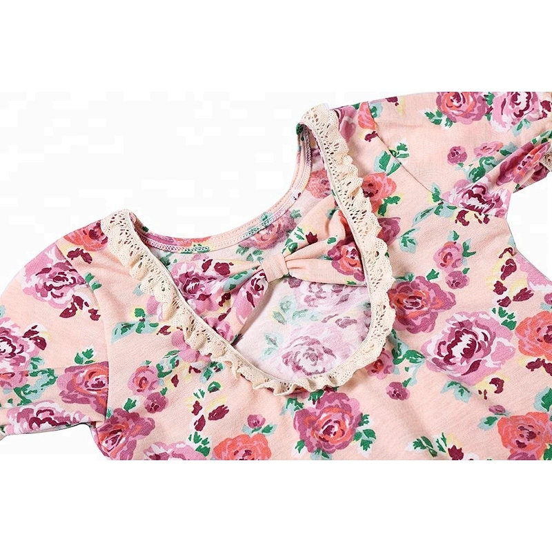 2018 Vintage Floral Baby Clothes Romper Baby Girl Summer Romper With Bow Decoration