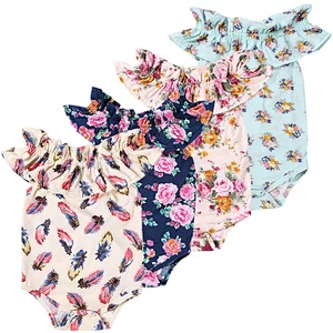 Top quality boutique Toddler cotton sleeveless  baby floral  girl romper
