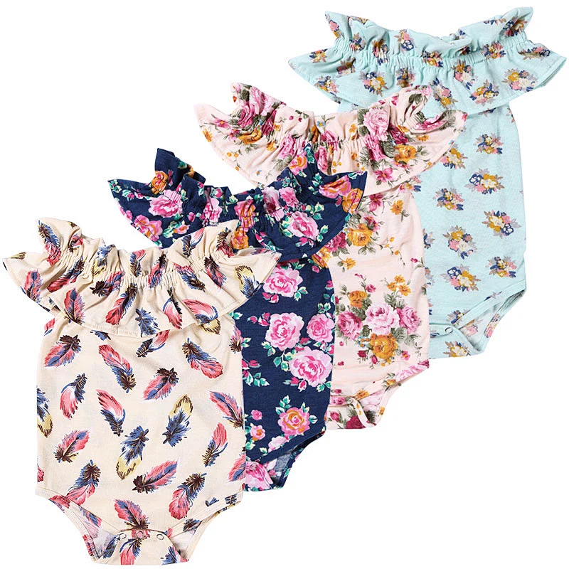 Top quality boutique Toddler cotton sleeveless  baby floral  girl romper