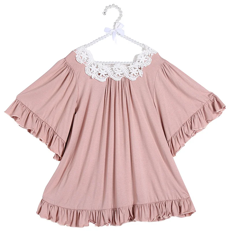 2019 New Fashion Blue Shirts For Girls 0-Neck With  Lace  Pleated Girl Tunic Top For Girl