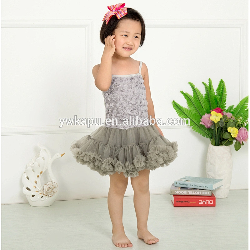 2018 Girl Chiffon Rosette Dress Baby Girl Ivory Princess Party Dress