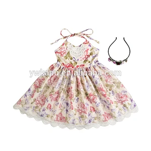 2018 Wholesale fashion girl lace flower floral prints baby dress of baby clothing