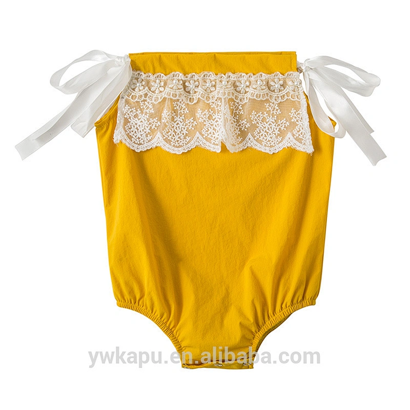Breathable summer little girl jumpsuit pillow case baby lace romper