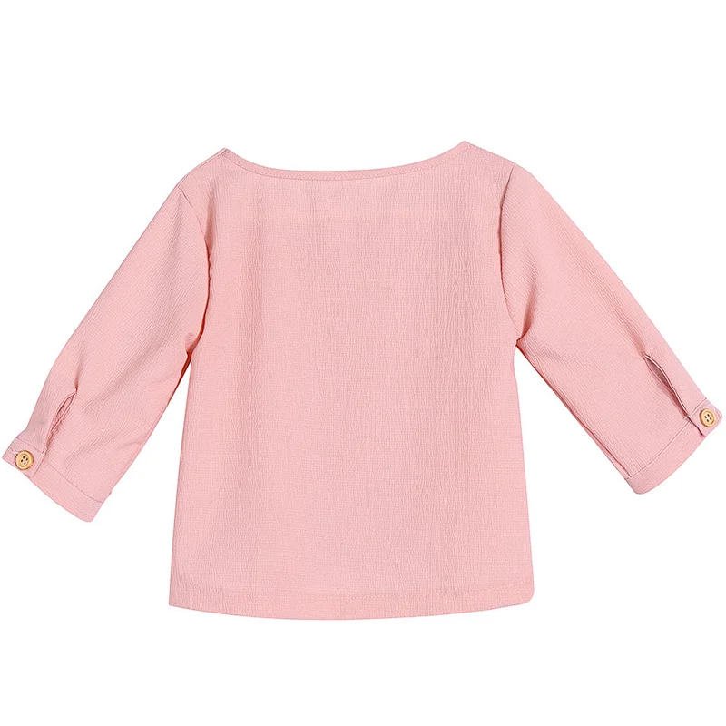 2019 Baby Girls Clothes 2Pcs Sets Summer  Pink Top With Buttons & Short TKids Outfit Baby Clothing Sets