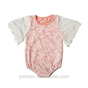 Princess summer boutique girls clothes romper sweet white lace baby cotton romper