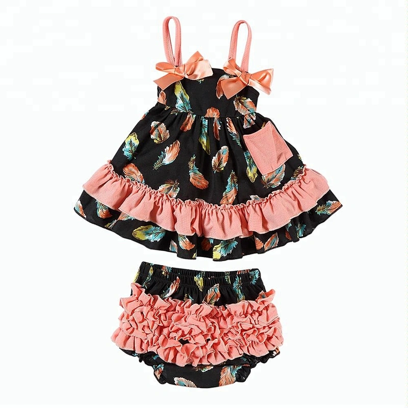 New Product Little Girl Clothing Baby Swing Top Set Breathable Summer Baby Kids Clothes