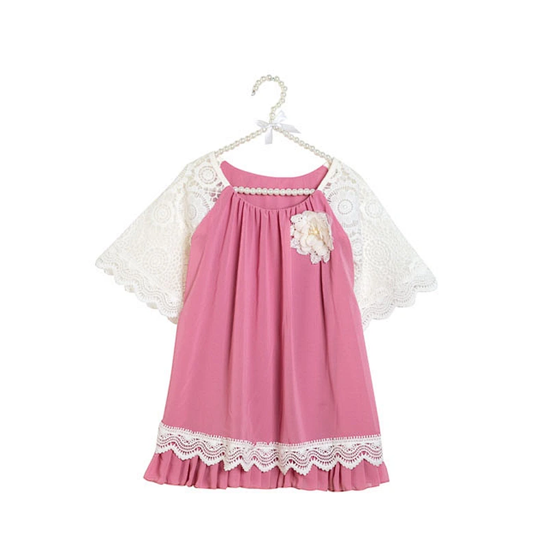 2018 Summer Cotton Beautiful Children Top Boutique Girls Party Dress Pearl Tunic Kids Baby Girl Dresses Wholesale