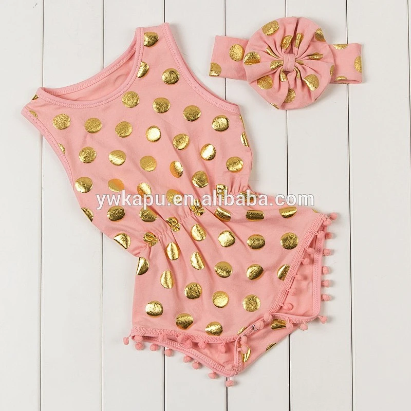 High quality summer baby romper climbing clothes cotton baby onesie newborn baby pompom jumpsuit