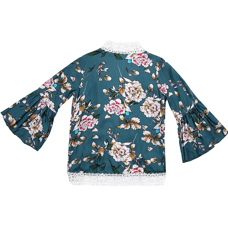 Stylish Polyester Chiffon Kimino Girl Top Wear long sleeve flutter printed top for girls