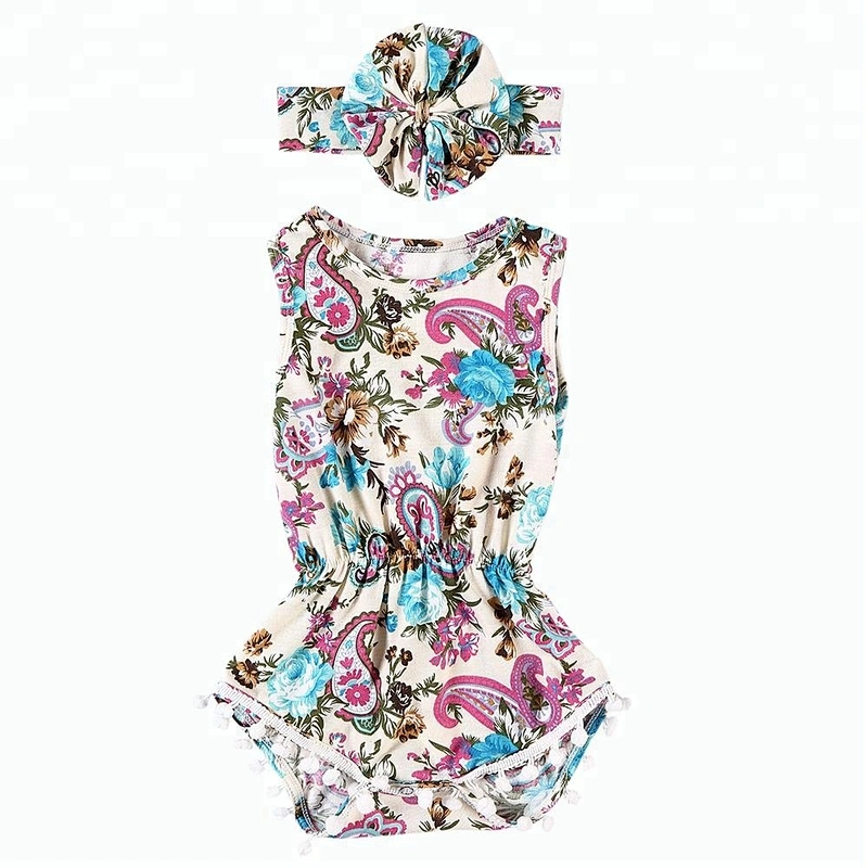 Wholesale children and kids boutique clothing floral baby onesie cotton newborn baby clothes